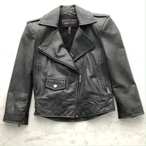 bCBG MAX AZRIA Leather Moto Biker Jacket XXS 2XS